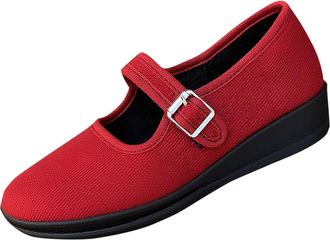 Generic Womens Mary Jane Shoes Breathable Casual Pumps Shoes Round Toe Stylish Low Wedge Heel Lightweight Classic Comfortable Walking Shoe Work Holiday