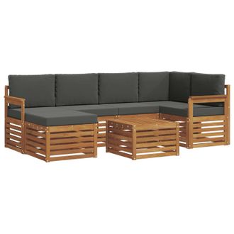 vidaXL Conjunto De Sof&aacute; Seccional Con Coj&iacute;n 7 Pcs Natural Y Antracita Vidaxl