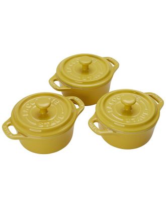 Staub Ceramic 3Pc Citron Mini Round Cocotte Set