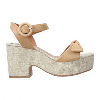 Love Rio Womens Hazel Platform Bow Sandals In Pecan Natural