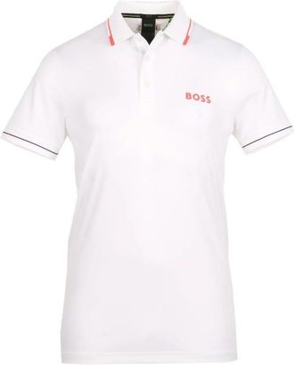 HUGO BOSS Mens Paul Pro Performance Stretch Poly Short Sleeve Polo Shirt, White