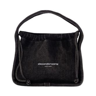 Alexander Wang Handbags, female, Gray, ONE SIZE, Grey Cotton Small Bag with Top Handle