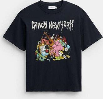 Coach Mens Cartoons Relaxed T-Shirt in Blue, Size X-Large | Organic Cotton