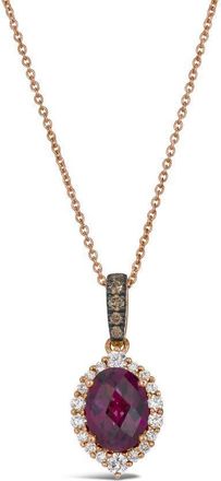 Le Vian Ladies Checkerboard Semiprecious Pendant Necklace set in 14K Strawberry Gold TSSK 71