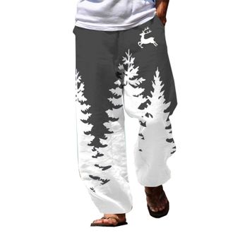 Generic Christmas Pajamas for Men Funny Xmas Print Pj Bottoms Baggy Lightweight Pjs Drawstring Elastic Waist Lounge Pants Soft Sleepwear Holiday Presents Gift