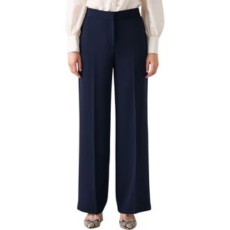 L.k. Bennett Audrey Wide Leg Pants in Navy at Nordstrom Rack, Size 16 Us / 20 Uk