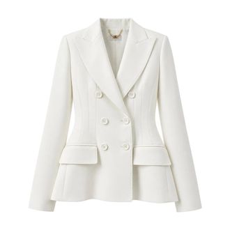 Elisabetta Franchi Blazer - Dames - Jassen - Wit - Maat: L Leer
