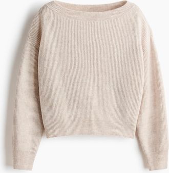 H&M Oversized Pullover mit U-Boot-Ausschnitt - Brown