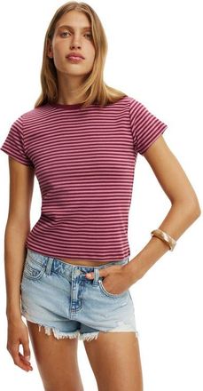 Cotton On Womens 90 S Baby Tee in Madi Stripe Pink Berry at Nordstrom, Size Xx-Small