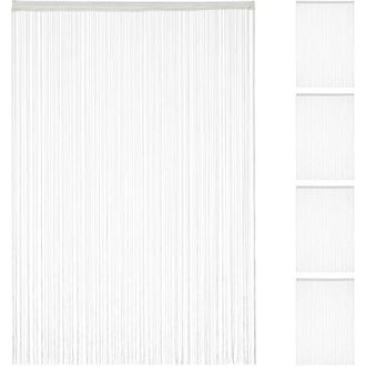 Relaxdays Set of 5 Relaxdays White String Curtains, Can be Shortened, With Eyelet Top for Windows & Doors, 145x245 cm, White