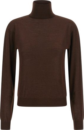 Saint Laurent Turtleneck Sweater Dropped Shoulders Maglioni Marrone-Donna