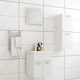 vidaXL Conjunto De Muebles De Ba&ntilde;o Madera De Ingenier&iacute;a Blanco Vidaxl