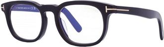 Tom Ford Eyeglasses Square Full Rim, Black Horn Frame And Clear Blue Light Block Lens Ft5930-D-B063