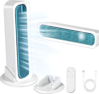 No Brand Para Escritorio, Dormitorio Y Camping - Ventilador De Torre Sin Aspas - Ventilador De Torre Usb - 4000 Mah - 3 Velocidades - Ventilador De Pie Silenci