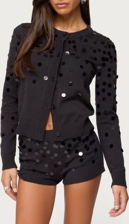 Edikted Cierra Paillette Cardigan in Dark-Gray at Nordstrom, Size X-Small