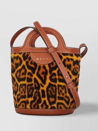 Marni tropicalia mini shearling bucket bag