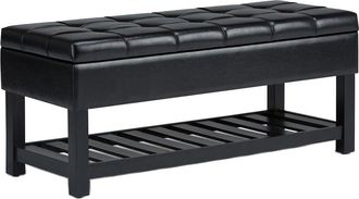 Simpli Home Saxon 43In Transitional Rectangle Storage Ottoman Bench
