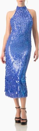 Ivonne Halter Paillette Sequin Midi Dress With Open-Back in Blue at Nordstrom, Size 10