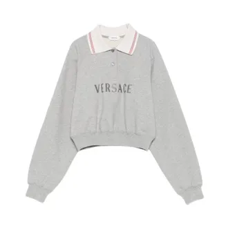 Versace Dames, Sweatshirts & Hoodies, Grijs, Maat: S Zijde