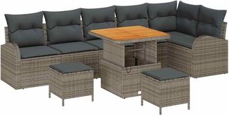 vidaXL Garden Sofa Set with Cushion with Storage 9 pcs Grey vidaXL