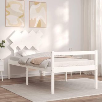 vidaXL Cama Para Personas Mayores Con Cabecero Madera Maciza Blanco Vidaxl