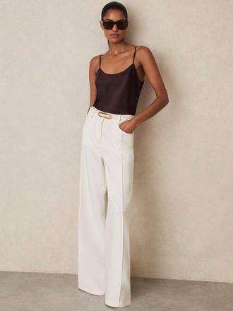 Reiss Burgundy Silk Cami Top, 14