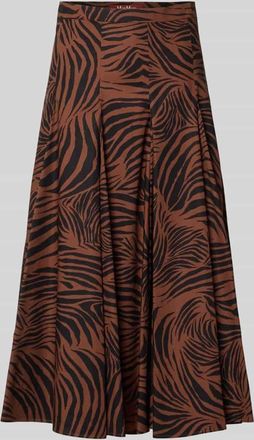 Max Mara Ausgestellter Midi-Rock aus reiner Baumwolle Modell PANTEON in Mittelbraun, Gr&ouml;&szlig;e 38