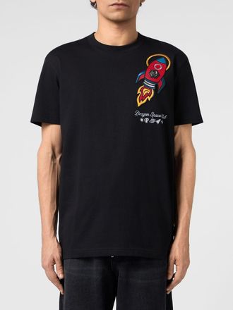 Philipp Plein T-shirt in cotone con logo ricamato a contrasto