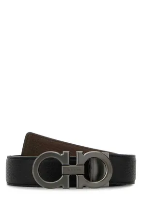 Ferragamo Black Logo Buckle Reversible Belt