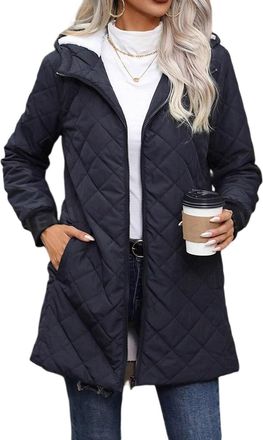 Generic Winter Coats for Women UK Thickened Fleece Jacket Water-Repellent Windbreaker Hooded Plush Parka Elegant and Classic Padded Outercoat with Pockets and