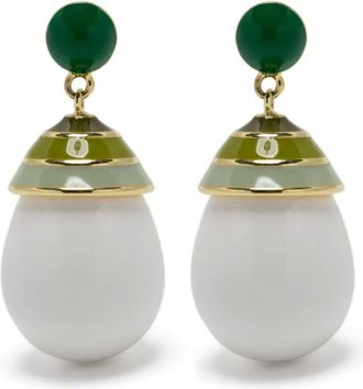 Eshvi Orecchini pendenti a righe - Bianco