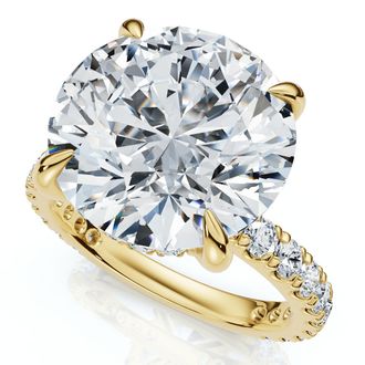 Pompeii3 Certified 7Ct Diamond Hidden Halo Engagement Side Halo Ring Lab Grown