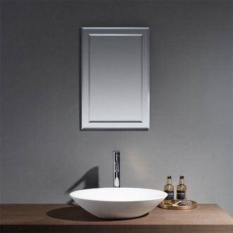 Clifton 40cm Deluxe Rectangular Bevelled Edge Bathroom Wall Mirror in Natural