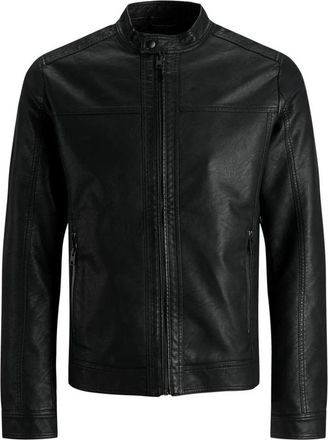Jack & Jones Zwarte Eco-Leren Polyamide Herenjas - Heren - Zomerjassen - Zwart - XL - Leer - Jassen