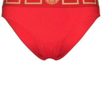 Versace Womens Greek Key Swim Bikini Bottom In Red