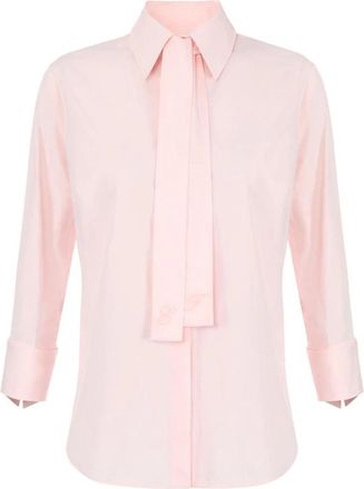 Elisabetta Franchi Katoenen blouse met ceinturen - Dames - Overhemden - Roze - M - Katoen - Overhemden