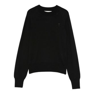 Ami Jersey con detalle de cuello redondo - Knitwear - Mujer - Negro - S
