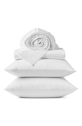Coyuchi Cloud Soft Organic Cotton Sateen Sheet Set in Alpine White Scalloped at Nordstrom, Size California King