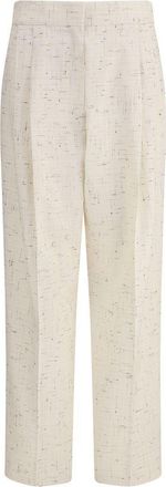 Fabiana Filippi Womens Tweed Loose Pants - Ivory Cotton - Size EU 36 (Womens)