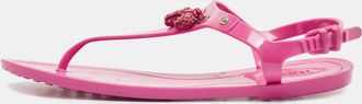 Tod's Tods Pink Rubber Studded Tassel Thong Flat Sandals