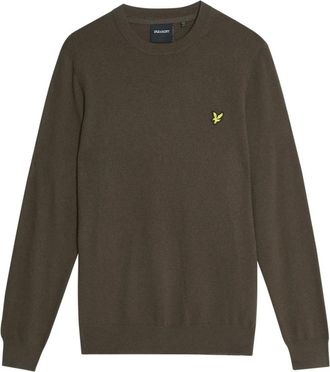 Lyle & Scott Mid Knits Cotton Merino Crew Neck Jumper - Heren - Ronde hals truien - Bruin - S - Katoen - Truien & Vesten