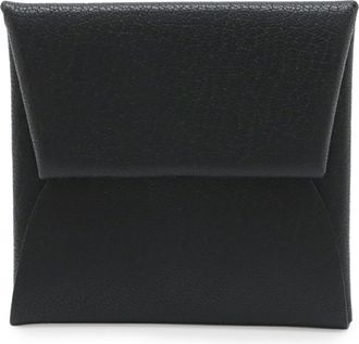 Herm&egrave;s Black Chevre Leather Coin Purse/Coin Case (Pre-Owned)