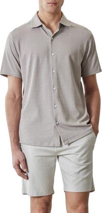 Robert Barakett Sterling Short Sleeve Knit Button-Up Shirt in Olive Dust at Nordstrom, Size Xx-Large