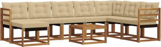 vidaXL Conjunto De Sof&aacute;s De Exterior 9 Uds. Natural Y Beige Vidaxl