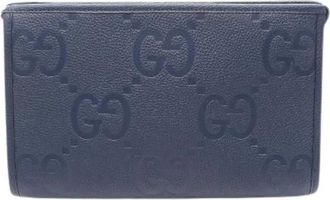 Gucci Pre-owned Jumbo GG Leren Clutch Tas - Heren - Vintage Clutch - Blauw - ONE Size - Leer - Vintage