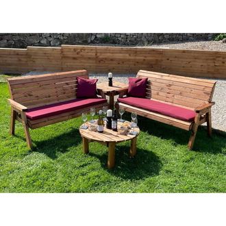 Charles Taylor Trading Six Seater Balmoral Corner Garden Furniture Set - Fully Assembled in Light Brown