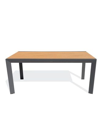 DCB Garden Mesa de jard&iacute;n de aluminio con tablero efecto madera - antracita
