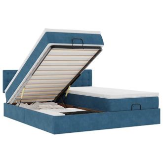 vidaXL Estructura De Cama Otomana Colchones Terciopelo Azul Oscuro Vidaxl