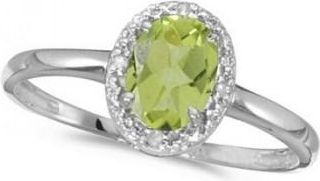 Allurez Peridot and Diamond Cocktail Ring in 14K White Gold (0.95ct)