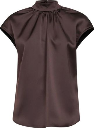 Blanca Vita gathered-collar top - women - Polyester - 44 - Brown